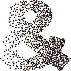 Black white stipple gradient dots notation and sign