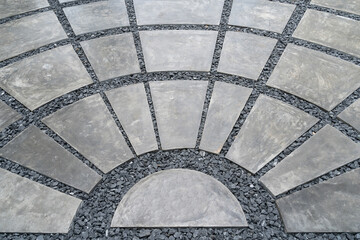 Cobblestone arched pavement road with stone.