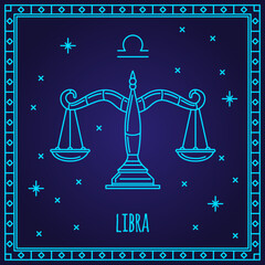 Libra zodiac sign. Astrology symbol vector illustration.