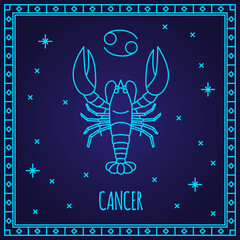 Cancer zodiac sign. Vector illustration of astrological symbol.