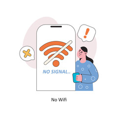 No Wifi Flat Style Design Vector illustration. Stock illustration