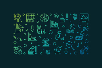 Inflation horizontal creative illustration - Hyperinflation vector outline banner