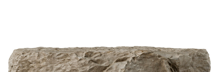Brown stone product platform on transparent background. 3d rendering illustration. PNG format