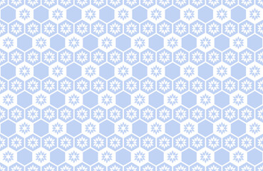 Seamless Geometric Blue Hexagons Pattern. Honeycomb Structure.