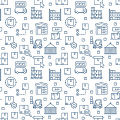 Logistics and Delivery vector seamless pattern in linear style