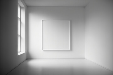 White Empty Room Interior with a White Picture Frame