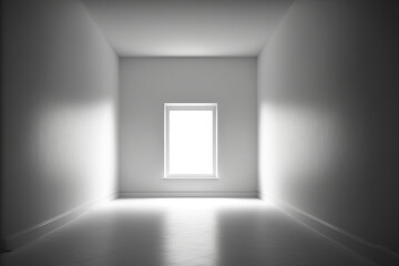 White Empty Room Interior with a Bright Window