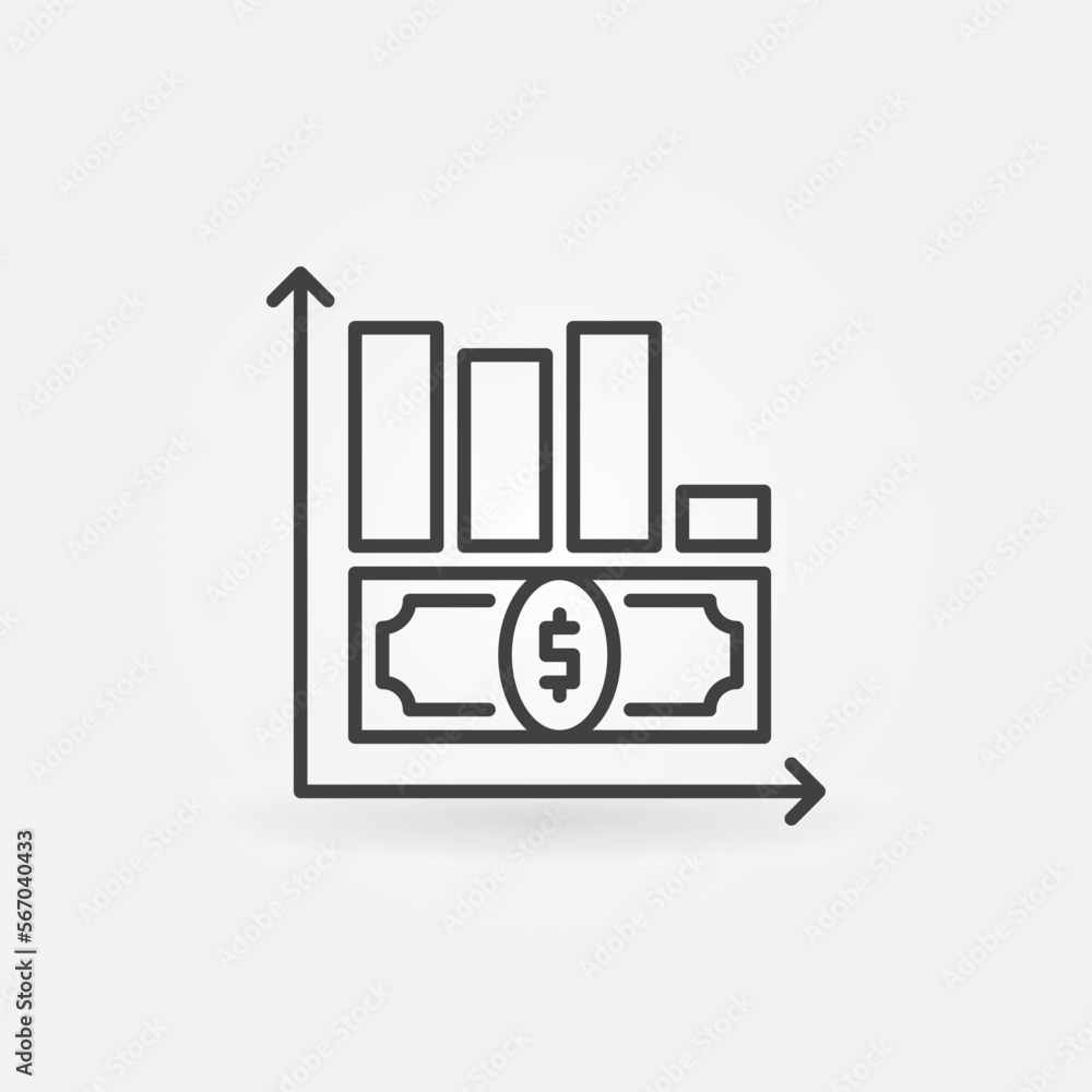 Poster Money Devaluation Graph vector Currency Value Lowering line icon