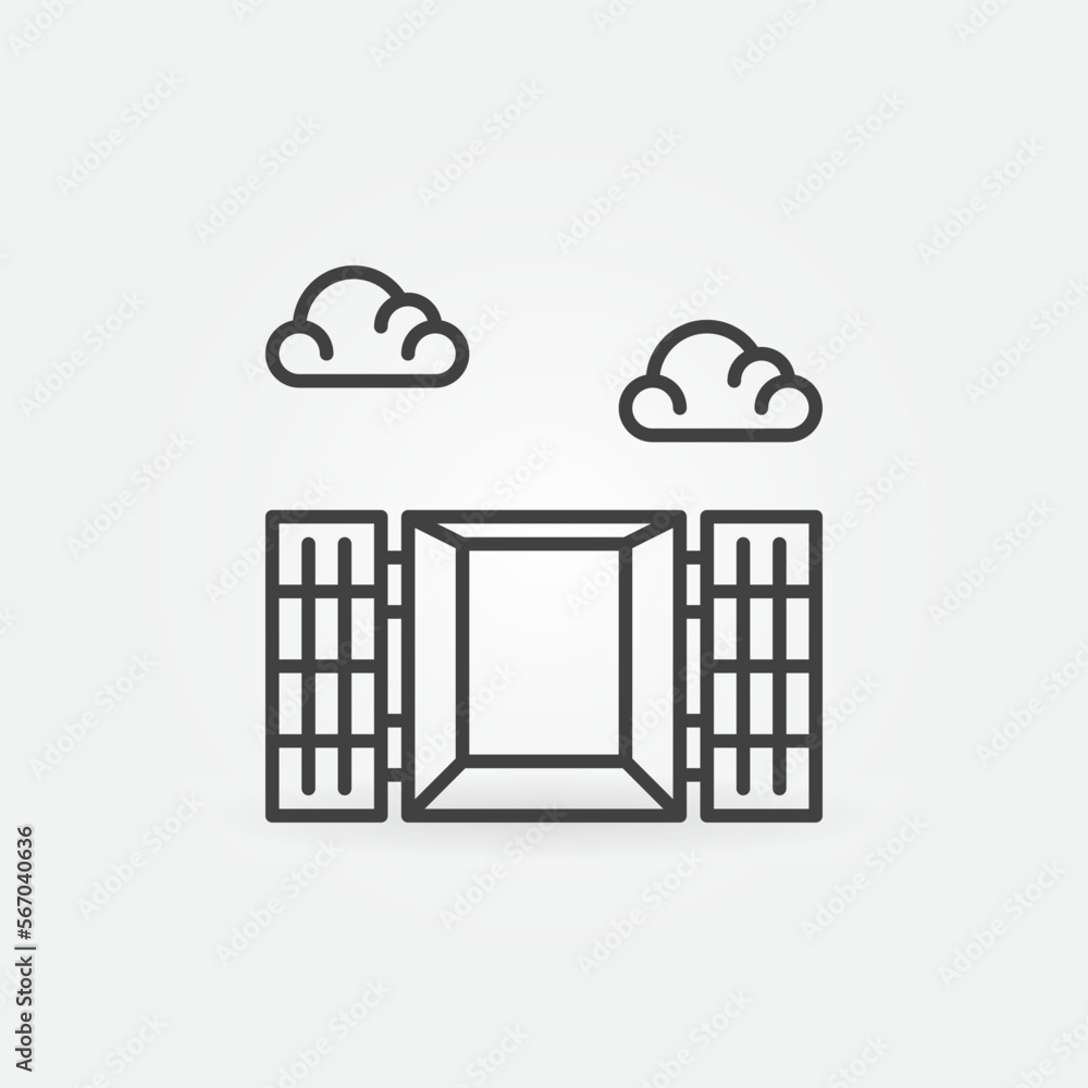 Poster opened freight container vector shipping concept linear icon or sign