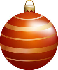 Christmas 3D realistic ornament decoration luxury golden red bauble ball