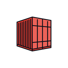 Red Small Freight Container vector concept creative icon or symbol