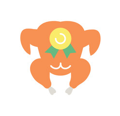 Chicken with quality sign color icon. Quality control and product verification, natural and organic food. Interface for programs and applications. Award and reward. Cartoon flat vector illustration