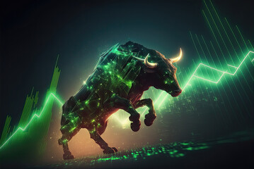 Bull stock market trading investment stick graph. Finance and economy concept. Generative AI