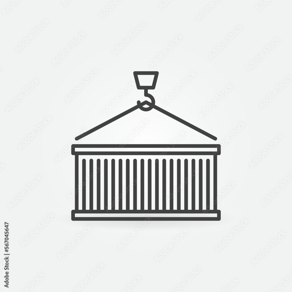 Poster shipping container vector delivery concept minimal thin line icon