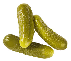 Delicious marinated pickled cucumbers cut out