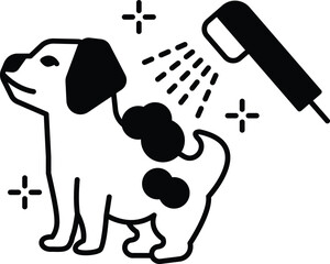 domestic dog wash station concept, four-legged friends Spa Services vector icon design, Pet and Vet symbol, Animal Shelter sign, critter stock illustration 
