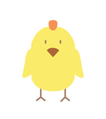 Chick color icon. Toy or mascot for children. Fauna and biology, rural animal. Stylish logotype for company or organization. Creativity and art. Cartoon flat vector illustration