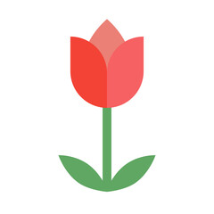 Flat design tulip icon. Red flower icon. Vector.