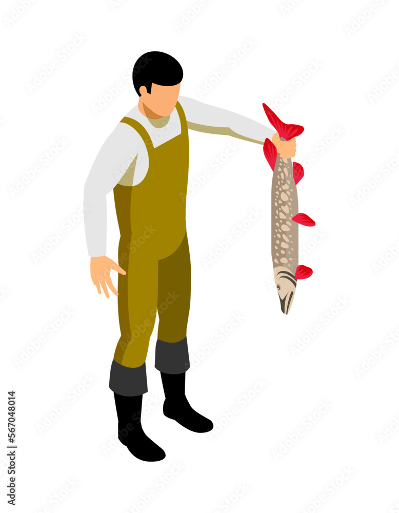 Poster fisherman with fish composition