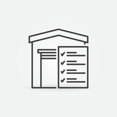 Warehouse with Checklist vector Logistics concept line icon or symbol