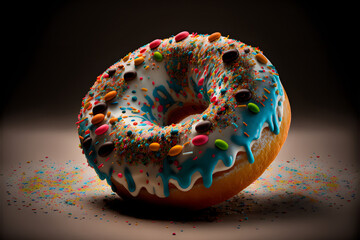 Fototapeta na wymiar donut, closeup, generative ai