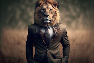 lion in a suit, generative ai
