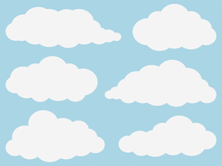 シンプルな雲の素材6種セット　カゲなし