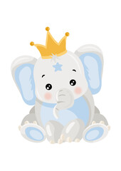 Obraz na płótnie Canvas Blue baby elephant with crown