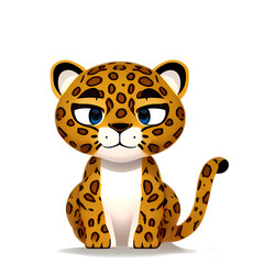 Leopard Cartoon character. Cute little animal illustration on white background. AI