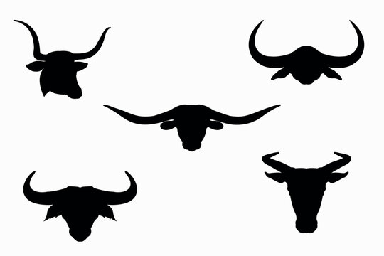 buffalo cow ox bull head logo design silhouette 