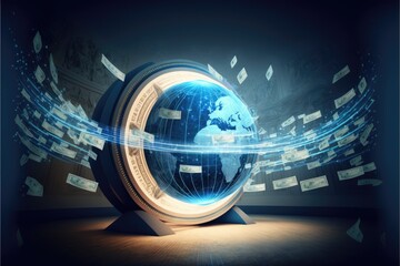 Money transfer, global currency, stock exchange