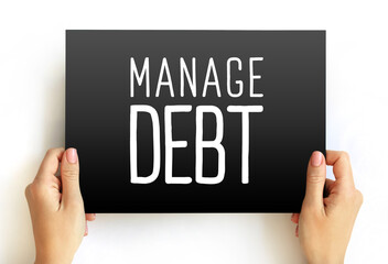 Manage Debt text on card, concept background