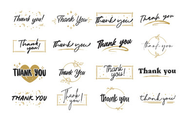 Set of custom THANK YOU hand lettering designs.