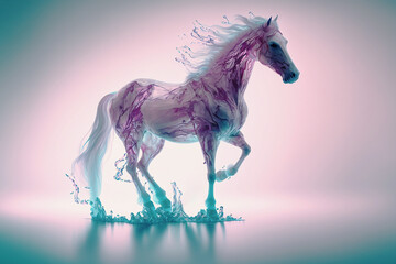 Naklejka na ściany i meble magical unicorn on color light background