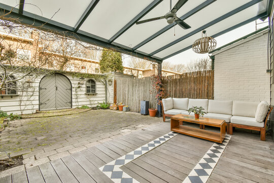 Modern terrace of house on backyard