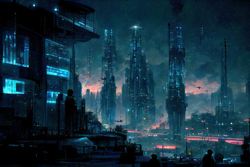 Dystopian city of the future Generative AI 