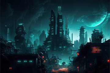 Dystopian city of the future