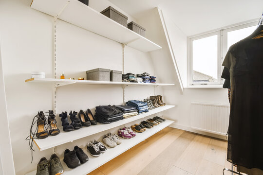 Interior of dressing room with shoes