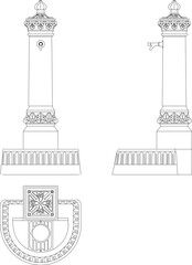 Vector sketch illustration of classic indian style shower tower design