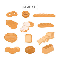 Bread set on white background