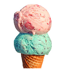 Two scoops of mouthwatering ice cream on transparent backdrop, PNG file