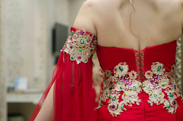 Fashion designer creating henna night dress stock photo