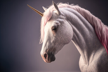 White unicorn fantasy creature. Generative AI