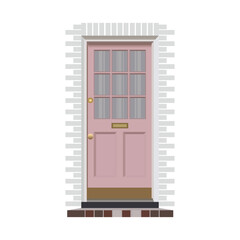 Flat modern door illustration with white background!