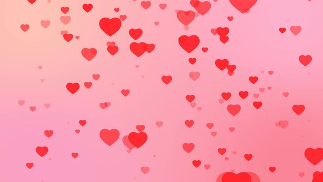 Background screensaver. flying and disappearing red hearts. The theme is Valentine's Day, Mother's Day.  10 second, 60 fps