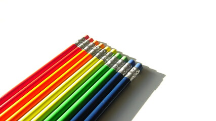 Fototapeta premium Colored Pencils for Office or School on White Background