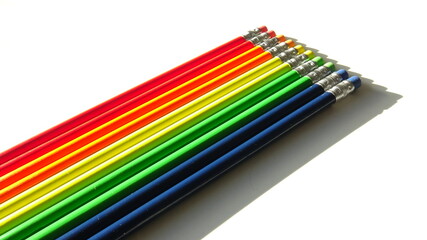 Colored Pencils for Office or School on White Background