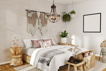 Ethnic bedroom 3D rendering