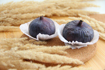 fresh figs on a wooden table