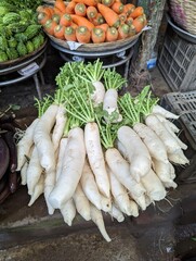 fresh radishes in market